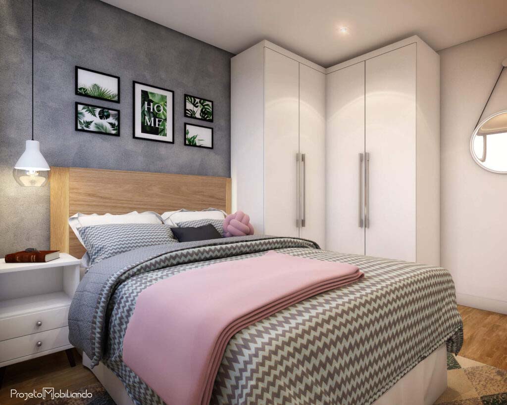 Quarto de Casal Urbano com Cimento Queimado e Neon - inspiração