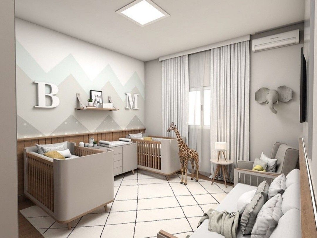 Quarto de Gêmeos Estilo Escandinavo: Minimalismo e Funcionalidade - detalhe