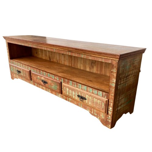 Rack para TV Rústico com Madeira de Demolição: A Beleza do Imperfeito - inspiração