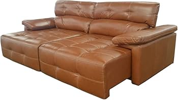 Estilo Rústico Moderno: Sofá Retrátil e Reclinável em Couro Envelhecido com Costuras Detalhadas - ideia