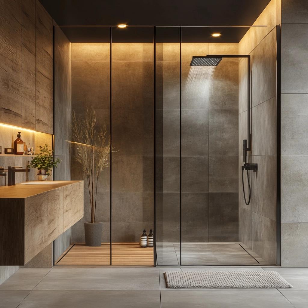 Chuveiro com Revestimento Amadeirado: Aconchego e Natureza no Seu Banho - detalhe