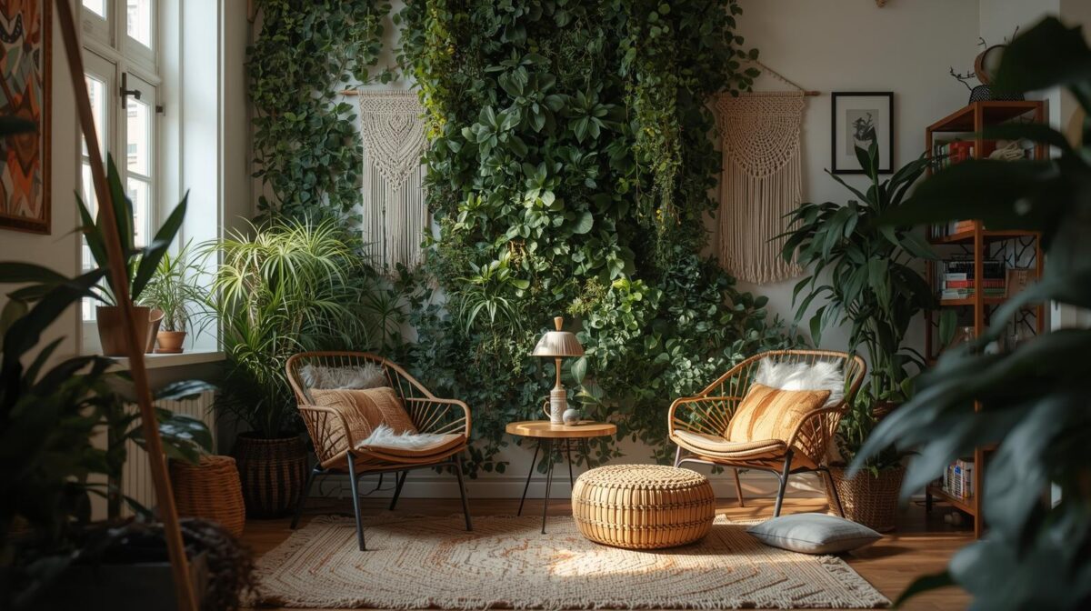 Jardim Vertical Iluminado com LED: Destaque e Sofisticação Noturna - ideia