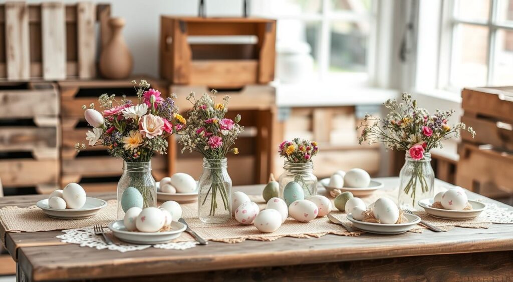 Toque Campestre: Decoração de Páscoa Rústica com Cestos de Vime, Juta e Flores do Campo - inspiração