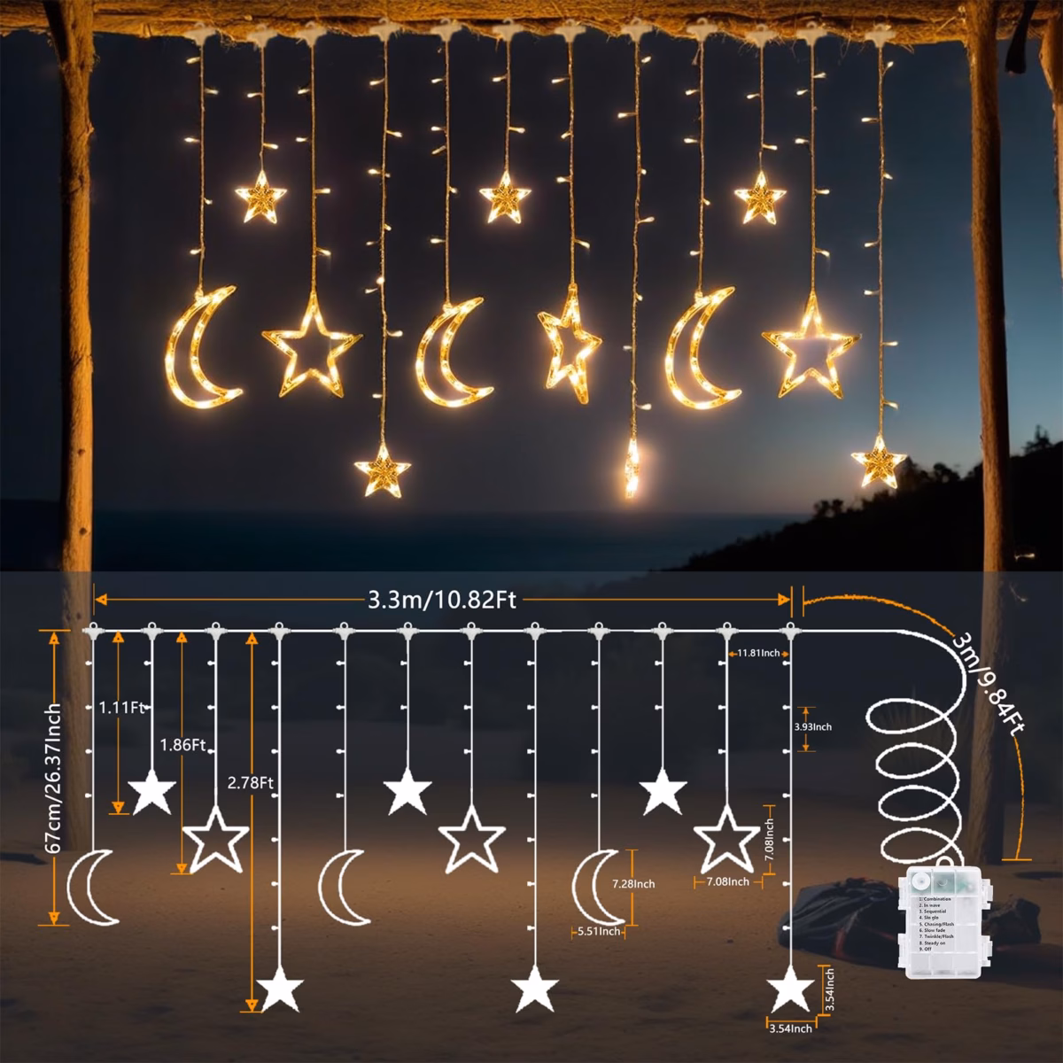 Luz e Magia: Decoração de Quarto Infantil com Cordão de Luzes - detalhe