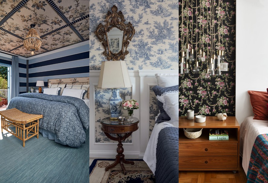 Decoração Clássica com Papel de Parede Floral - ideia