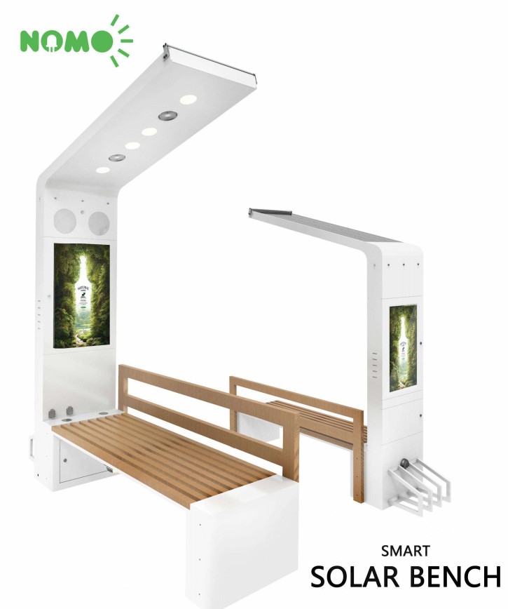 Mobiliário Urbano Solar no Jardim: Carregue Seus Dispositivos com Estilo - detalhe