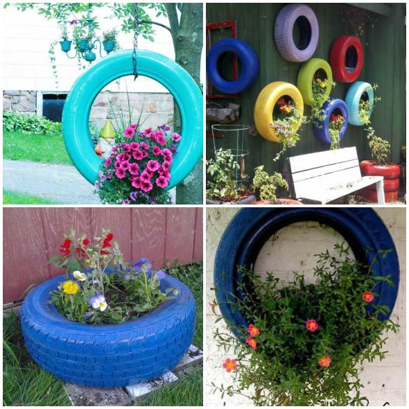 Jardim de Pneus Iluminado: Luz e Aconchego para as Suas Noites - detalhe
