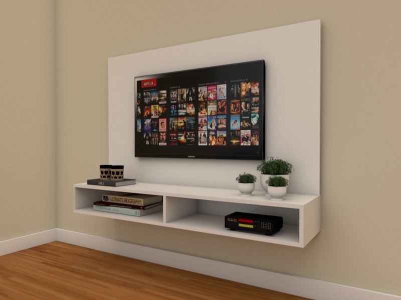 Painel de TV Minimalista com Nichos Assimétricos: Simplicidade Sofisticada - detalhe