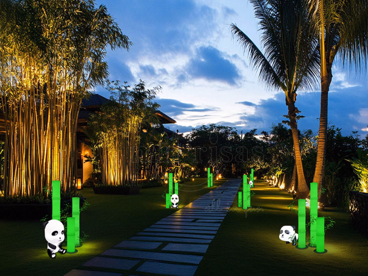 Iluminação Estratégica em Bambuzais: Crie um Ambiente Mágico à Noite - detalhe