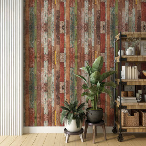 Delicadeza Rústica: Papel de Parede que Imita Madeira de Demolição - inspiração