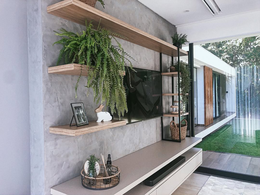 Cimento Queimado e Plantas: Um Oasis Urbano com Verde em Cada Canto - ideia