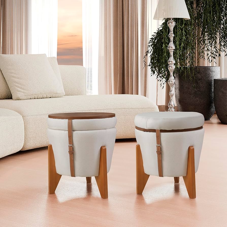 Puff Minimalista de Madeira: Design clean e Sofisticação Atemporal - ideia