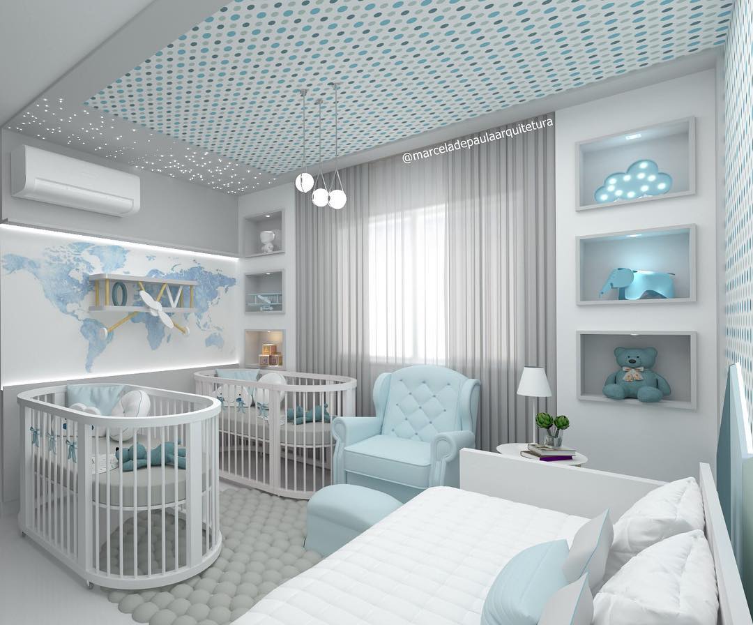 Quarto de Gêmeos Futurista com Iluminação LED - inspiração