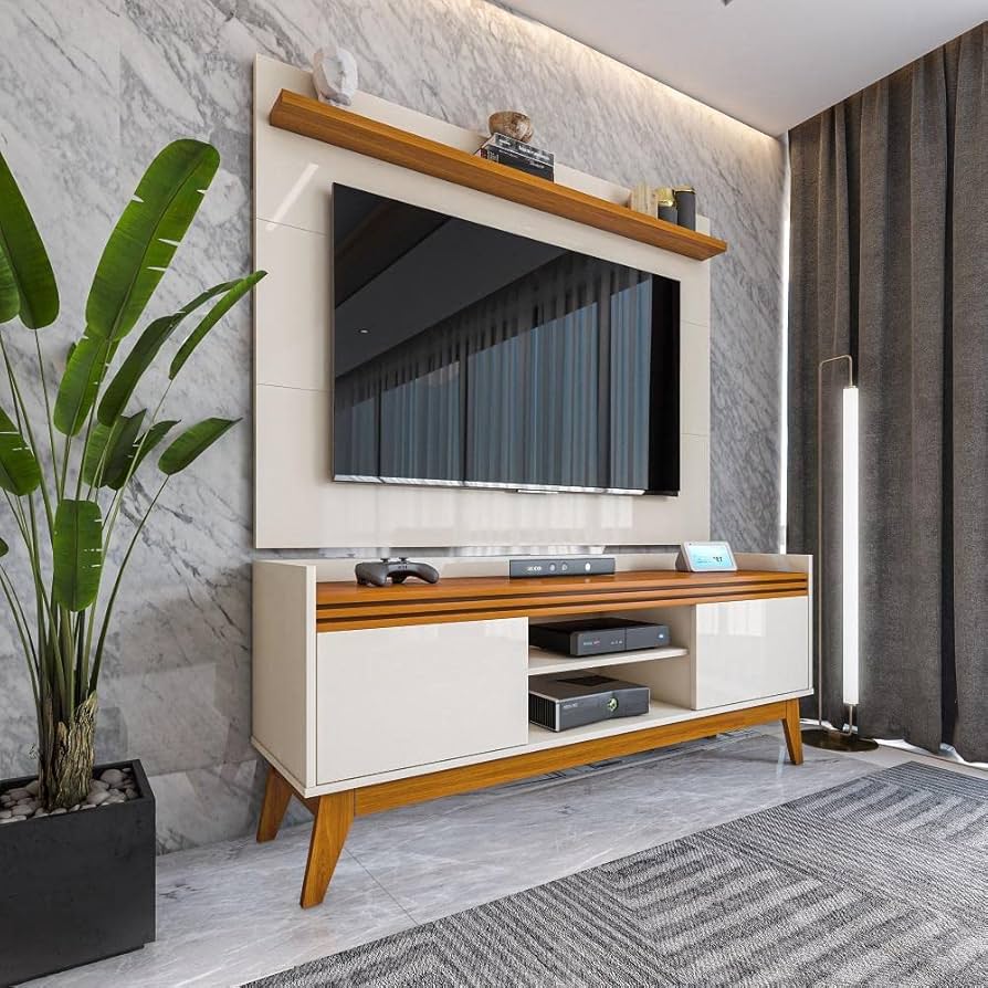 Rack com Painel Acolchoado e Revestimento em Linho: Conforto e Estilo - inspiração