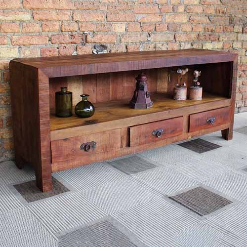 Rack para TV Rústico com Madeira de Demolição: A Beleza do Imperfeito - detalhe