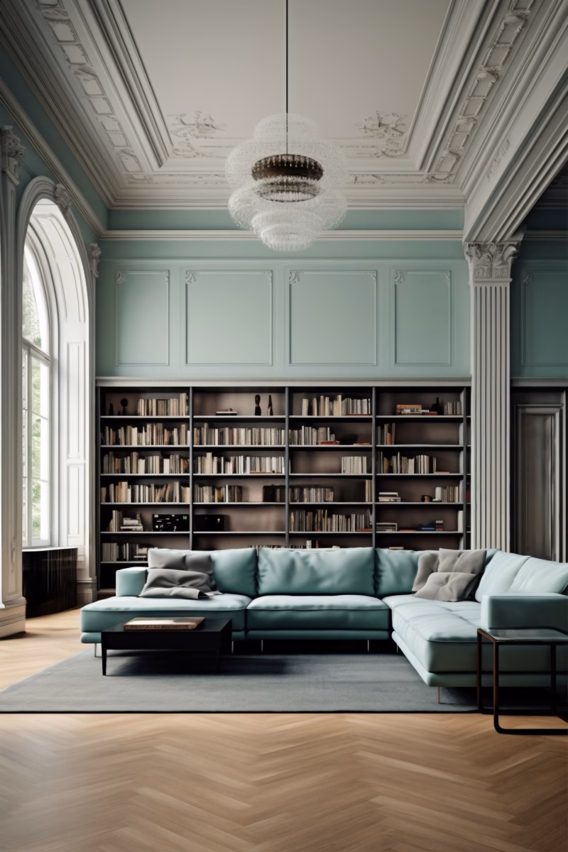 Com Biblioteca Integrada: Um Refúgio Literário Sofisticado - ideia