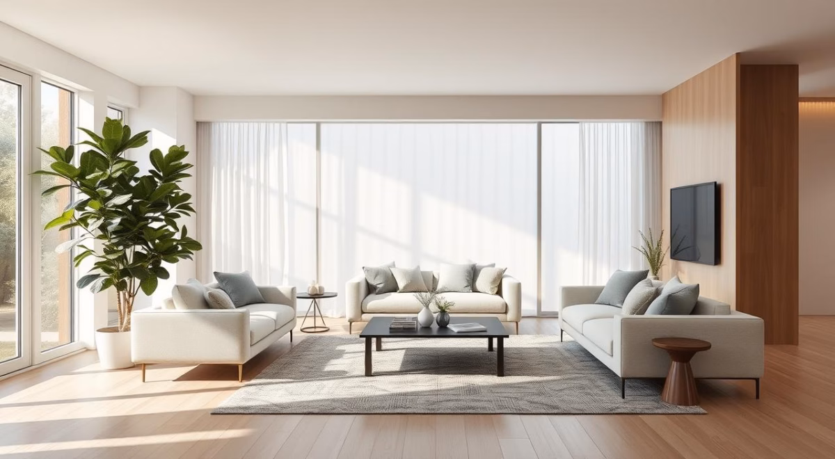 Minimalismo Relaxante: Sala de Estar com Iluminação Indireta e Velas Aromáticas - detalhe