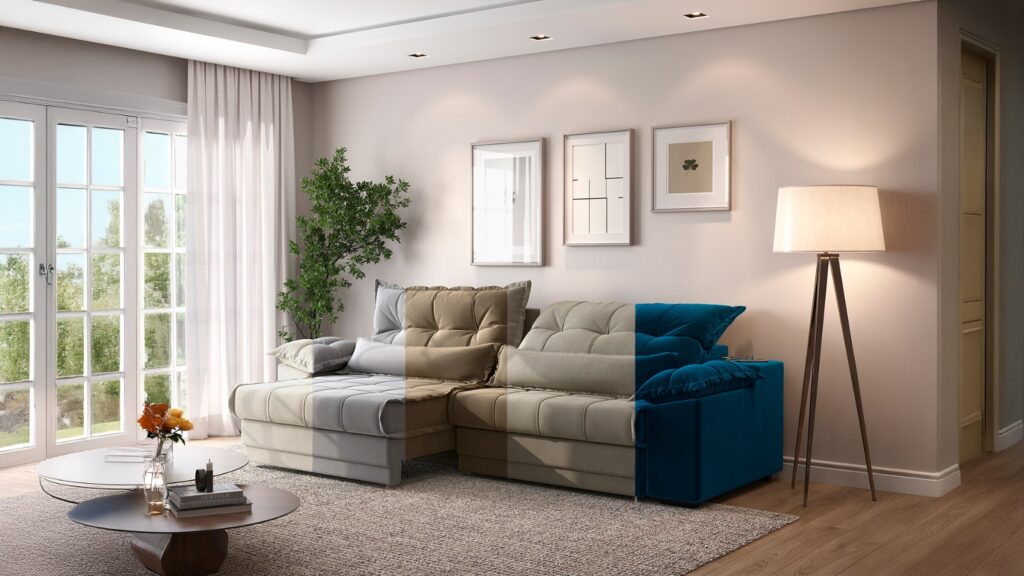 Sofá em Tons Pastel: Delicadeza e Leveza em Cada Detalhe - detalhe