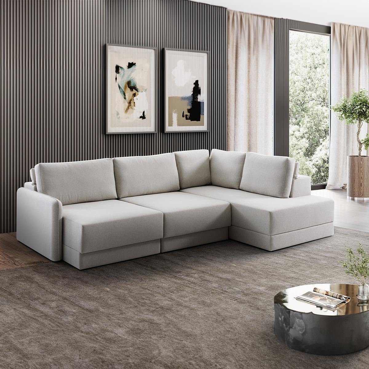 Sofá de Canto em L com Revestimento Impermeável: Perfeito para Famílias com Crianças e Pets! - inspiração