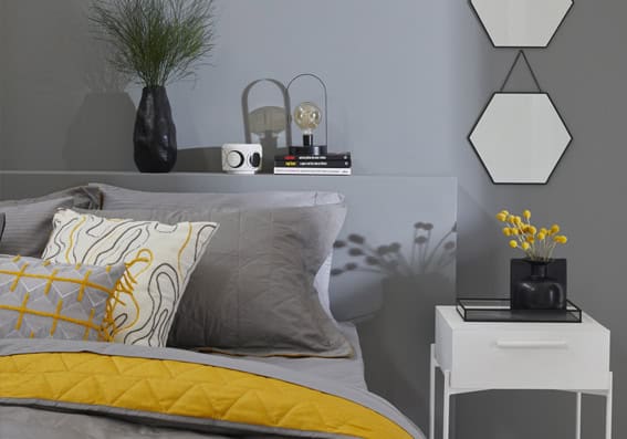 Quarto Masculino Contemporâneo com Geometria e Cores Contrastantes - ideia