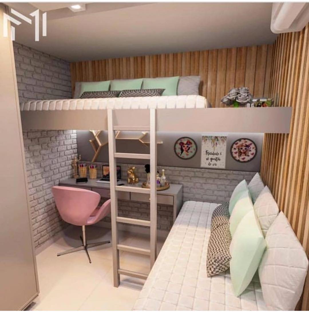 Quarto Clean com Cama Suspensa e Design Minimalista - detalhe