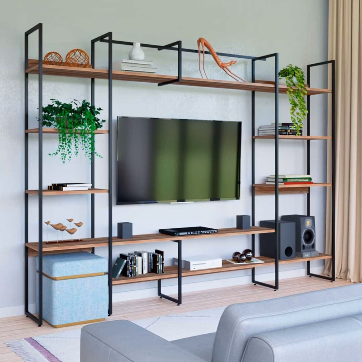 Estante Industrial com Detalhes em Cobre: Toque urbano e sofisticado! - ideia