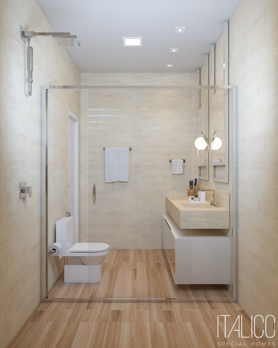 Com Iluminação Embutida: Destaque a Impermeabilização e Crie um Ambiente Relaxante - inspiração