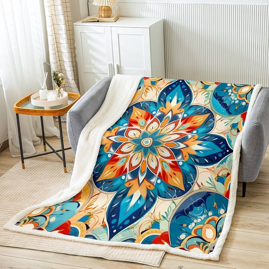 Manta com Estampa Geométrica para um Sofá Moderno - detalhe