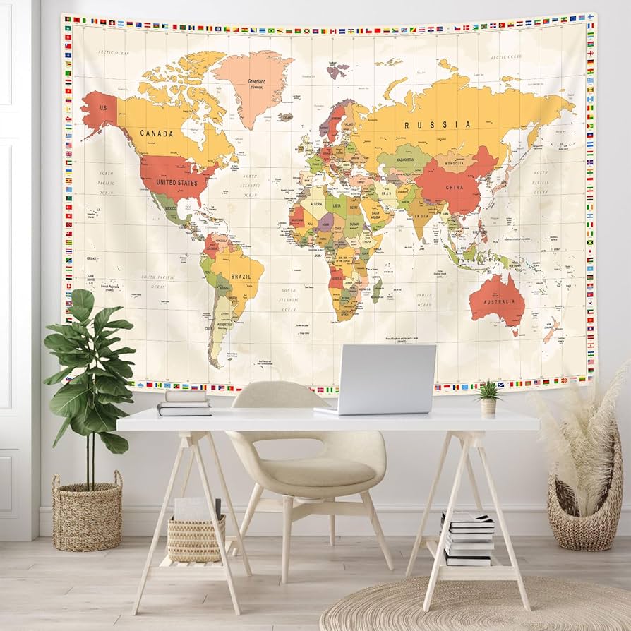 Mapa Mundi de Lousa: Aventura e Aprendizado na Decoração - detalhe