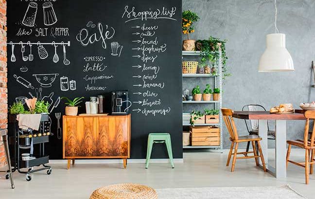 Composição com Quadros: Lousa como Parte da Decoração - inspiração