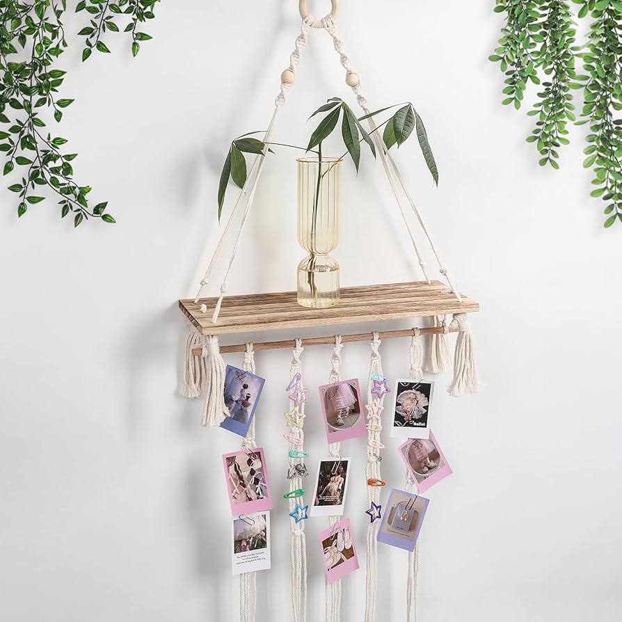 Prateleiras Suspensas por Cordas: Charme Boêmio - detalhe