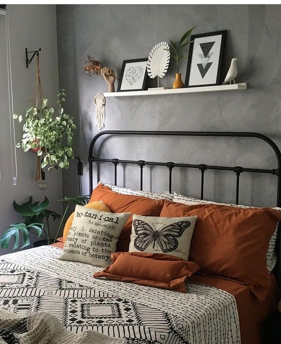 Decoração Industrial Charmosa: Quarto com Cimento Queimado e Detalhes em Metal - ideia