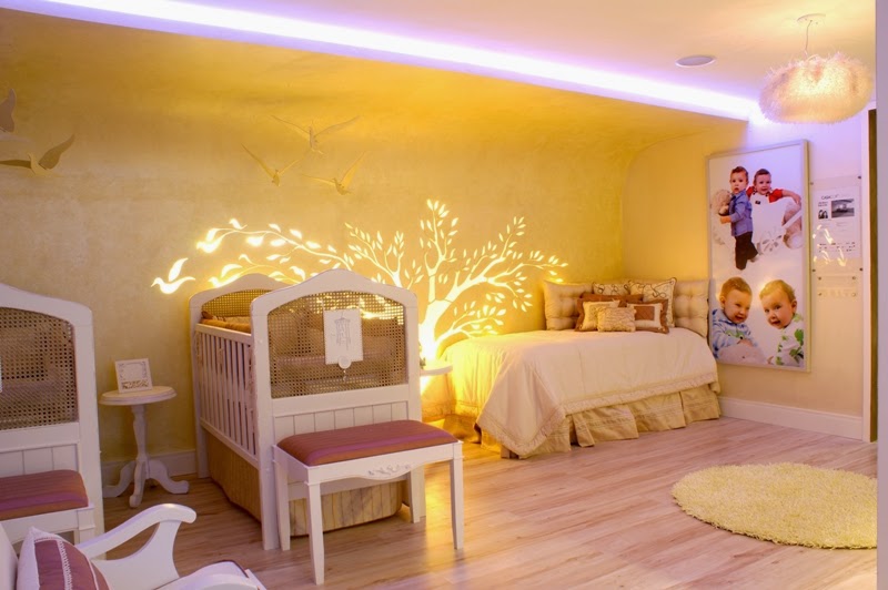 Quarto de Gêmeos Futurista com Iluminação LED - detalhe