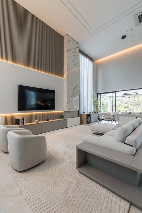 Com Lareira Moderna: Calor e Design Integrados - ideia