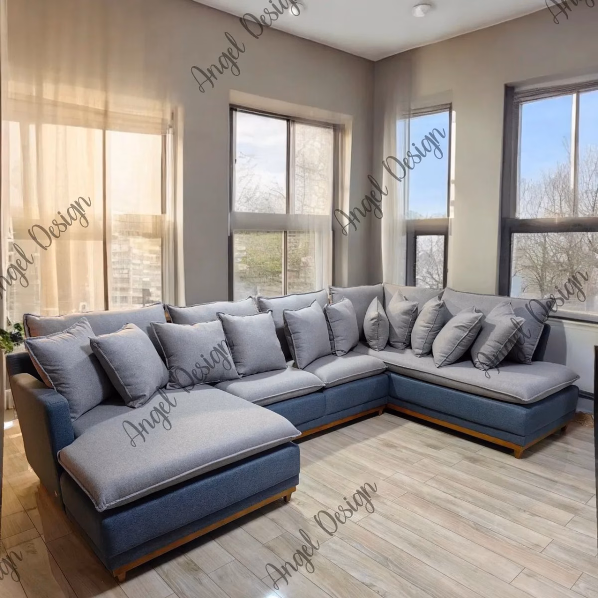 Design Inovador: Sofá de Canto Suspense com Estrutura Metálica Aparente e Almofadas Soltas - inspiração