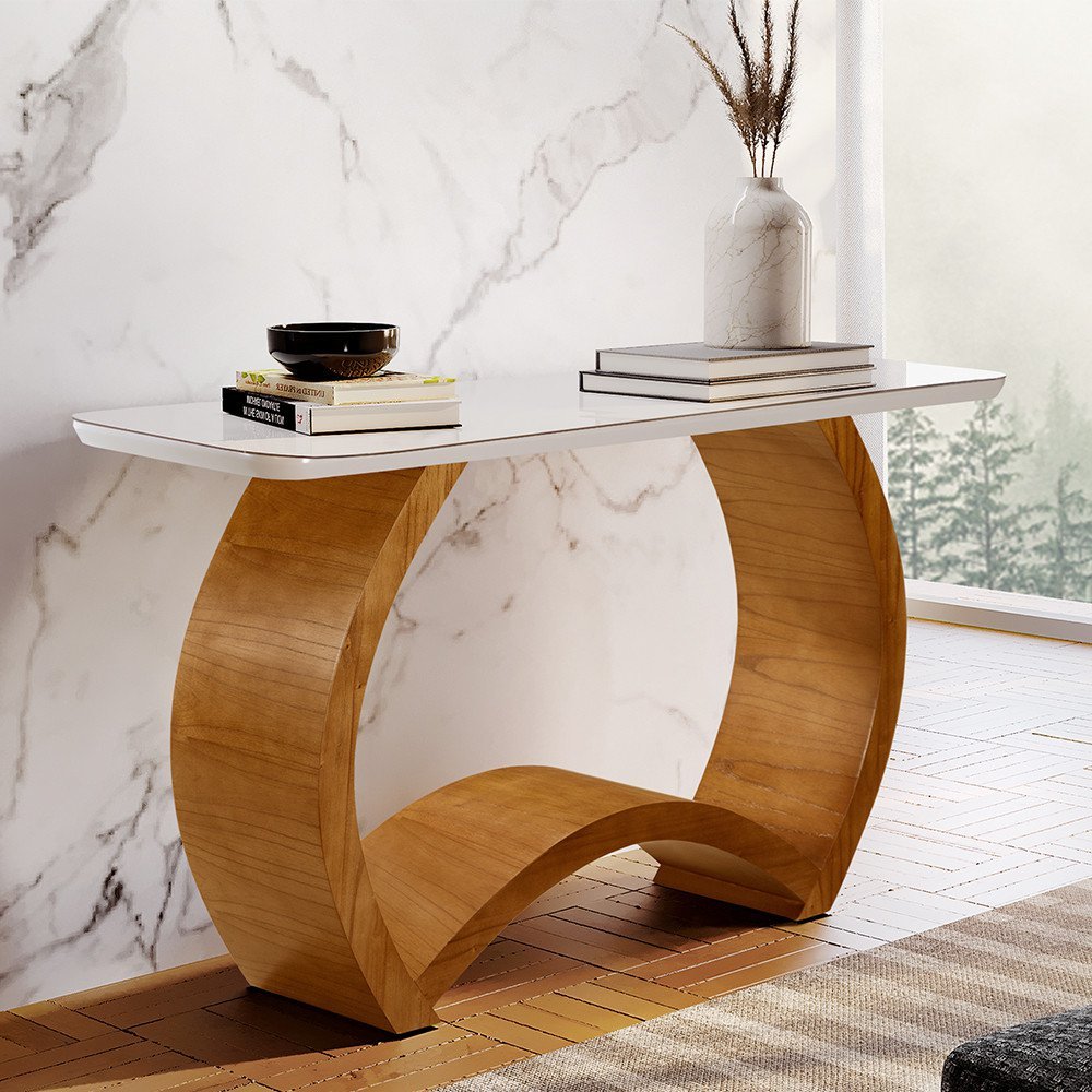 Aparador com Tampo de Vidro: Leveza e Modernidade - detalhe