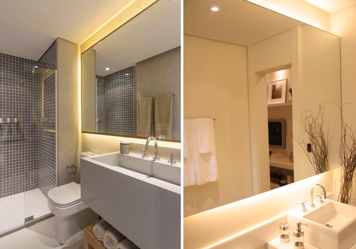 Banheiro Simples com Iluminação Aconchegante: Foco nos Spots de Luz - ideia