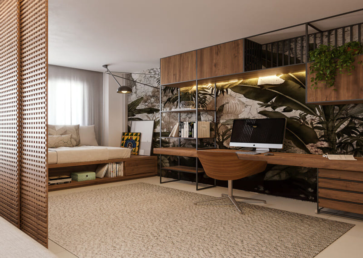 Home Office Compacto com Soluções Inteligentes e Dobráveis - ideia