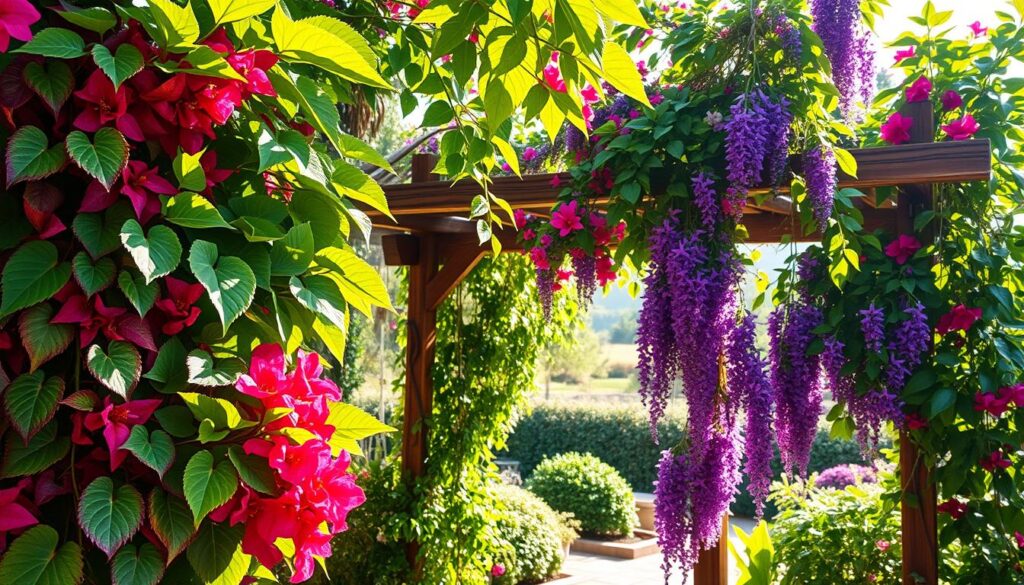 Combinação Exuberante de Trepadeiras em Diferentes Texturas - detalhe