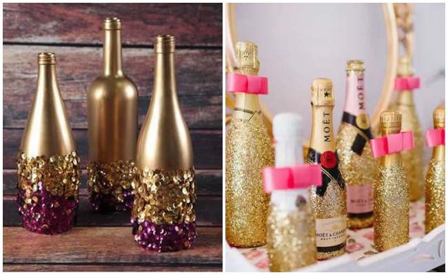 Garrafas Decoradas com Glitter: Brilho e Glamour - inspiração