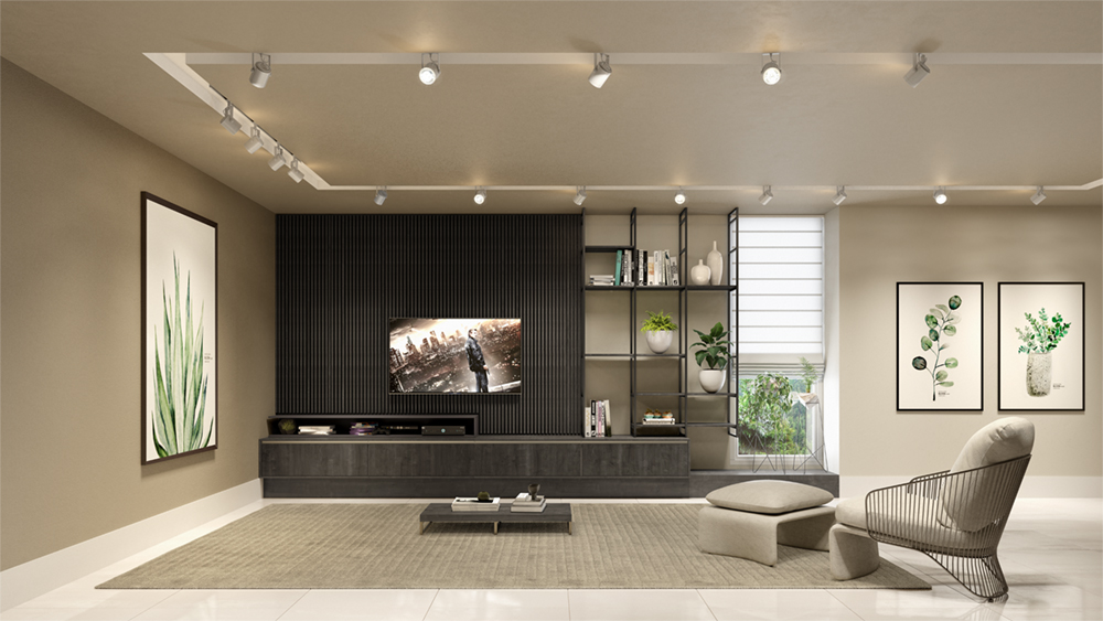 Salas de Estar Planejadas com Painéis Ripados: Textura e Design Contemporâneo - detalhe