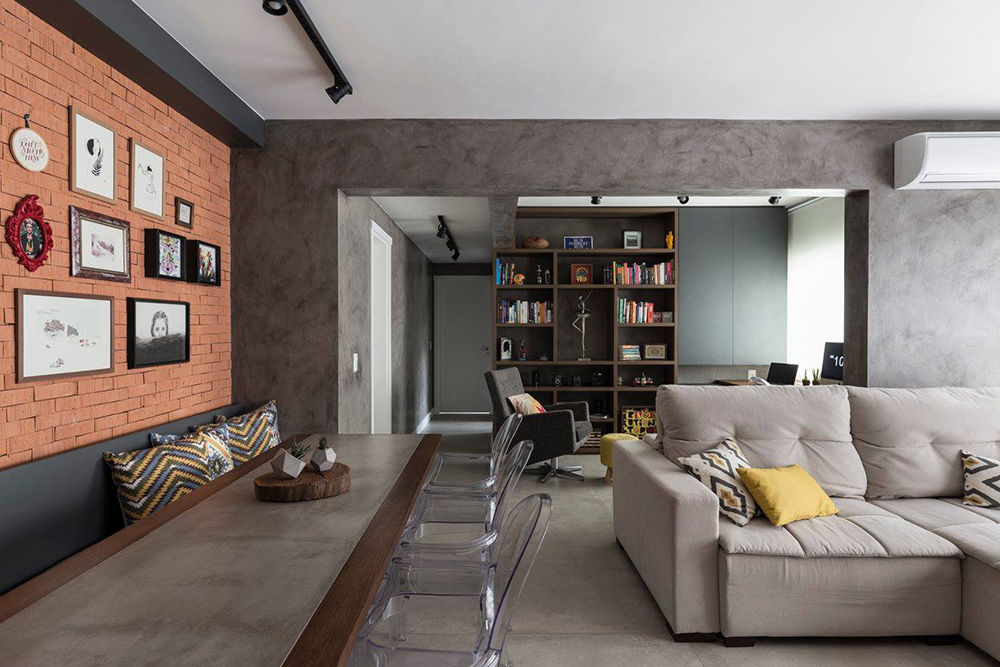 Toque Industrial: Sala de Estar Simples com Detalhes em Metal e Cimento Queimado - inspiração