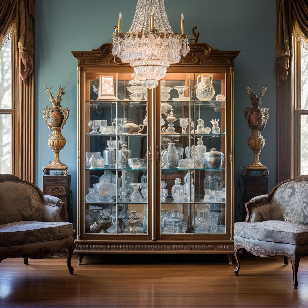 Com Cristaleira Repleta de Louças Antigas - inspiração