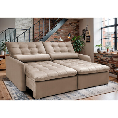 Para Pequenos Espaços: Sofá Retrátil e Reclinável Compacto com Design Inteligente - detalhe