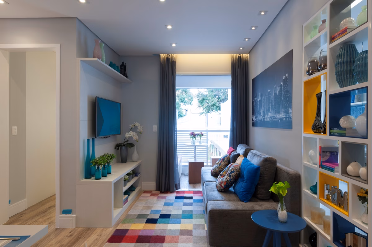 Minimalismo Colorido: Elegância e Alegria em Espaços Compactos - detalhe