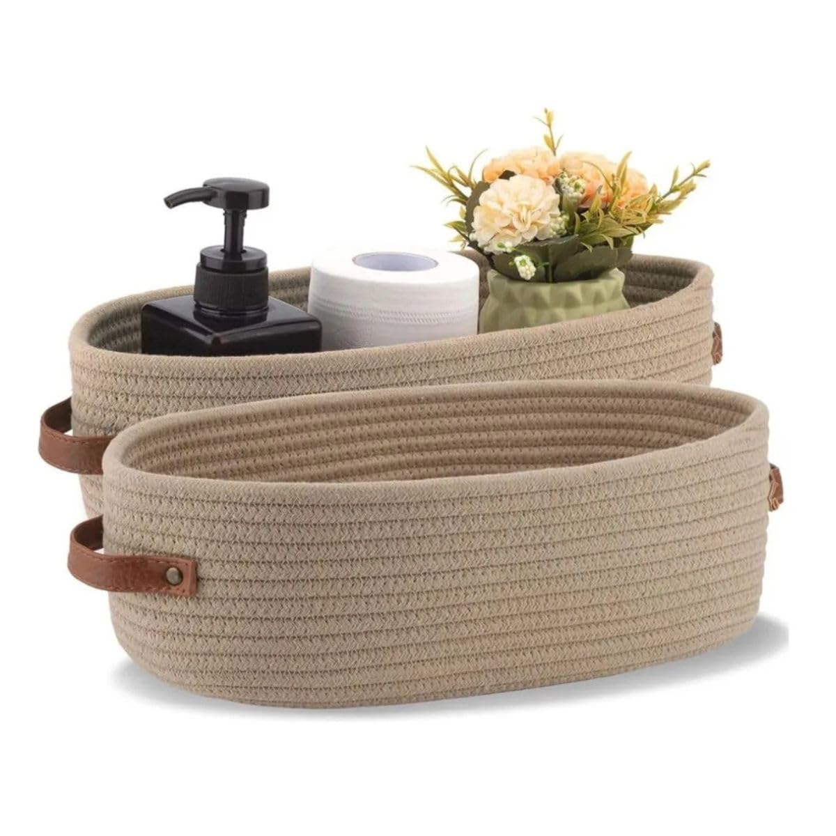 Cestos com Alças de Couro: Sofisticação e Praticidade - inspiração