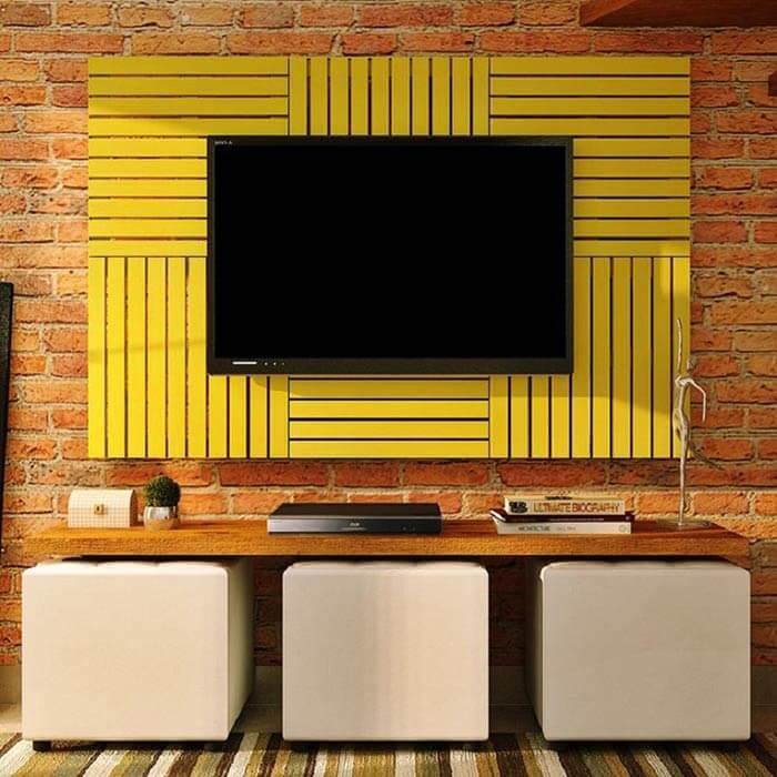 Painéis de Pallet para TV: Um Toque Industrial na Sala - detalhe
