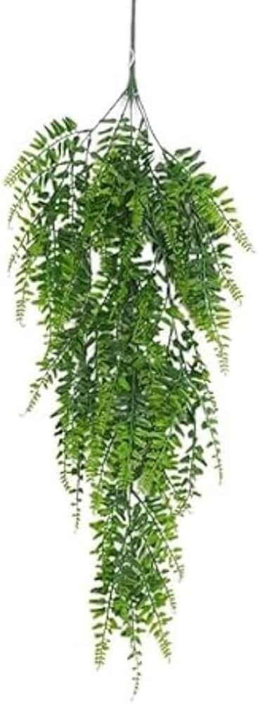 Efeito Realista: Samambaias Artificiais Pendentes em Suportes de Ferro Forjado - ideia