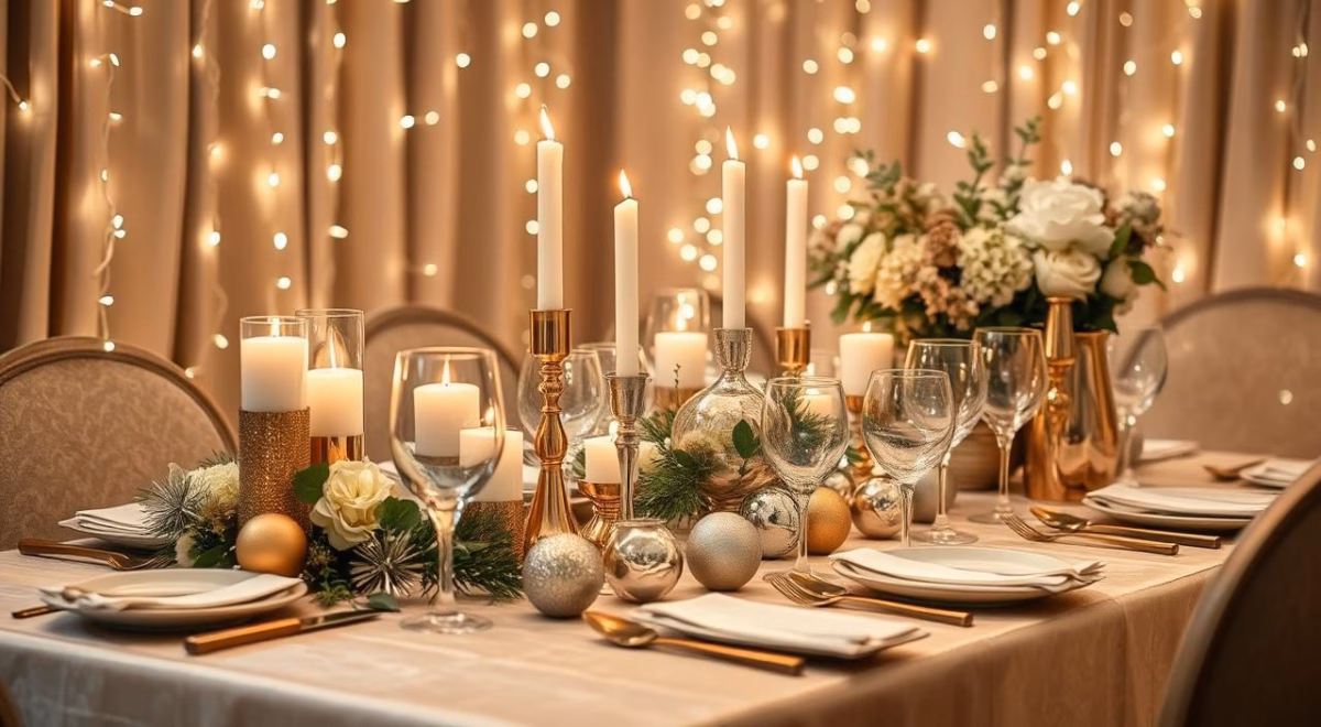 Decoração Elegante com Flores Nobres e Cristais - ideia