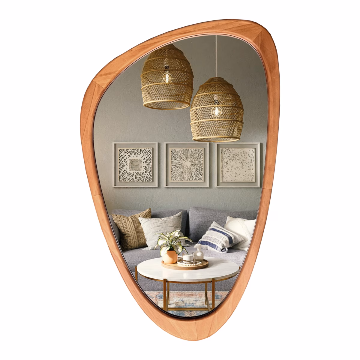 Espelhos Assimétricos: Design Moderno e Personalidade Única - detalhe